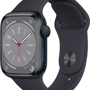Apple Watch Series 7 (GPS 41mm) Smart watch – Midnight Aluminium Case with Midnight Sport Band – Regular | Fitness Tracker | Blood Oxygen & ECG Apps | Water Resistant